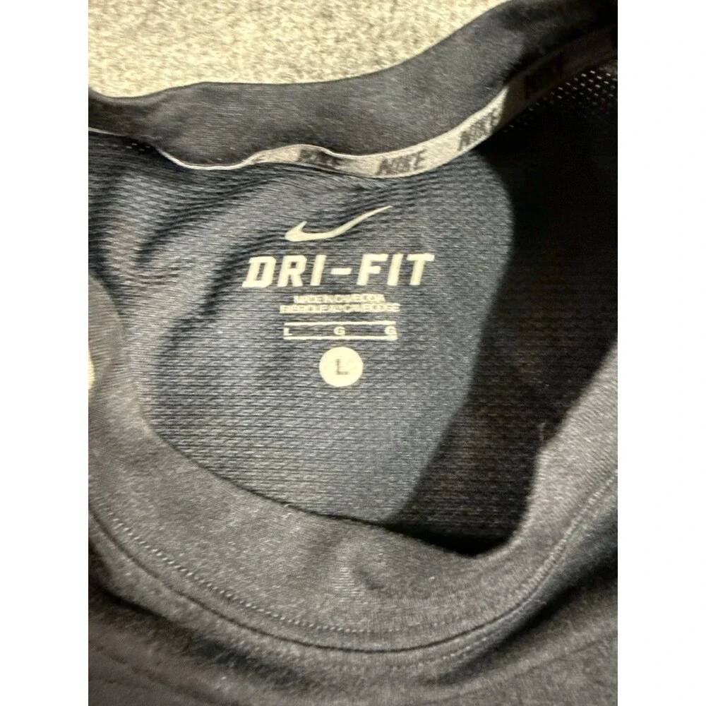 Nike Dri‑Fit Shirt Men’s L Navy Gray Athletic Training Gym Workout